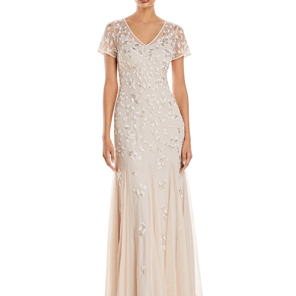 Adrianna Pappell Beaded Godet Gown
